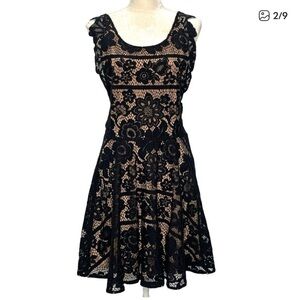 For Love & Lemons Gianna Apron Dress Black Lace Size Large New Mini G119
